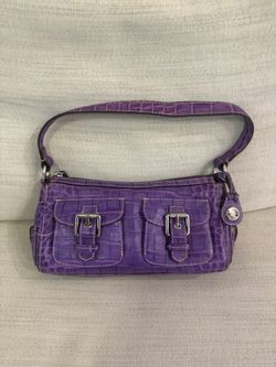 Vintage Dooney & Bourke Purple Croc Leather Shoulder Bag