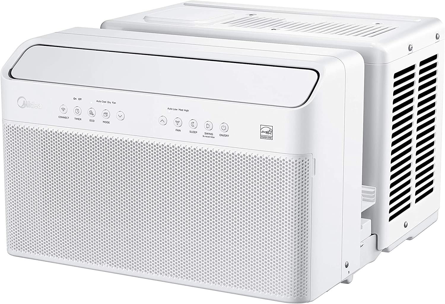 Midea 8,000 BTU U-Shaped Smart Inverter Window Air Conditioner with support bracket