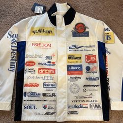 LOUIS VUITTON MULTI LOGOS WINDBREAKER STREET JACKET WHITE Men’s Small