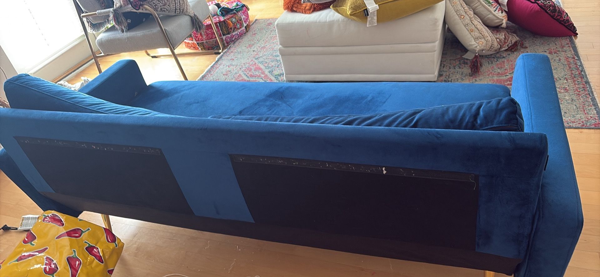  Blue Velor Couch 