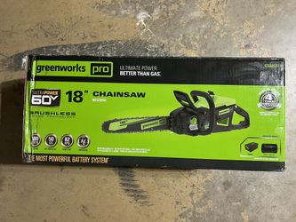 BRAND NEW 🔥 Greenworks PRO 18" Chainsaw Model #CS60L515