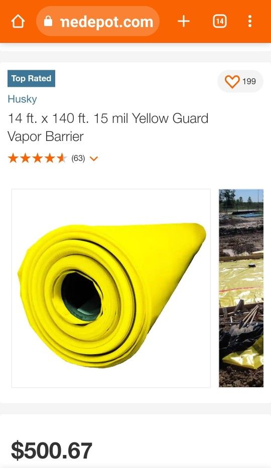 Vapor Barrier 15mil Underlayment New