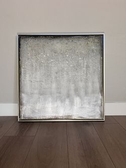 33x33 EXTRA LARGE Modern Textured Canvas Art w/ Silver Floating Frame 