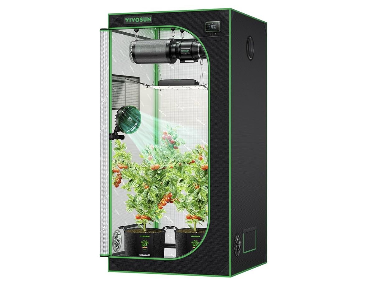 VIVOSUN S336 3x3 Grow Tent, 36"x36"x72" High Reflective Mylar with Observation Window and Floor Tray for Hydroponics Indoor Plant for VS2000/VS3000