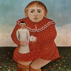 CHILD WITH DOLL, 1908 Henri Rousseau Fine Art Print Original 1975 Vintage COA Certificate of Authenticity Antique Italy Printed Collectible French Fr
