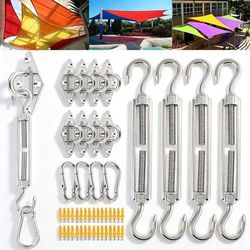 NEW 80 Pcs Shade Sail Hardware Kit Stainless Steel Sun Shade Sail with 6 Inch Turnbuckles for Triangle Rectangle Canopy Installation
