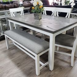 6PC Gray Dining Table Set