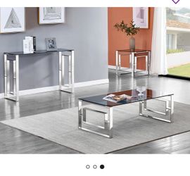 Entry & Side Table — Chrome & Glass Top