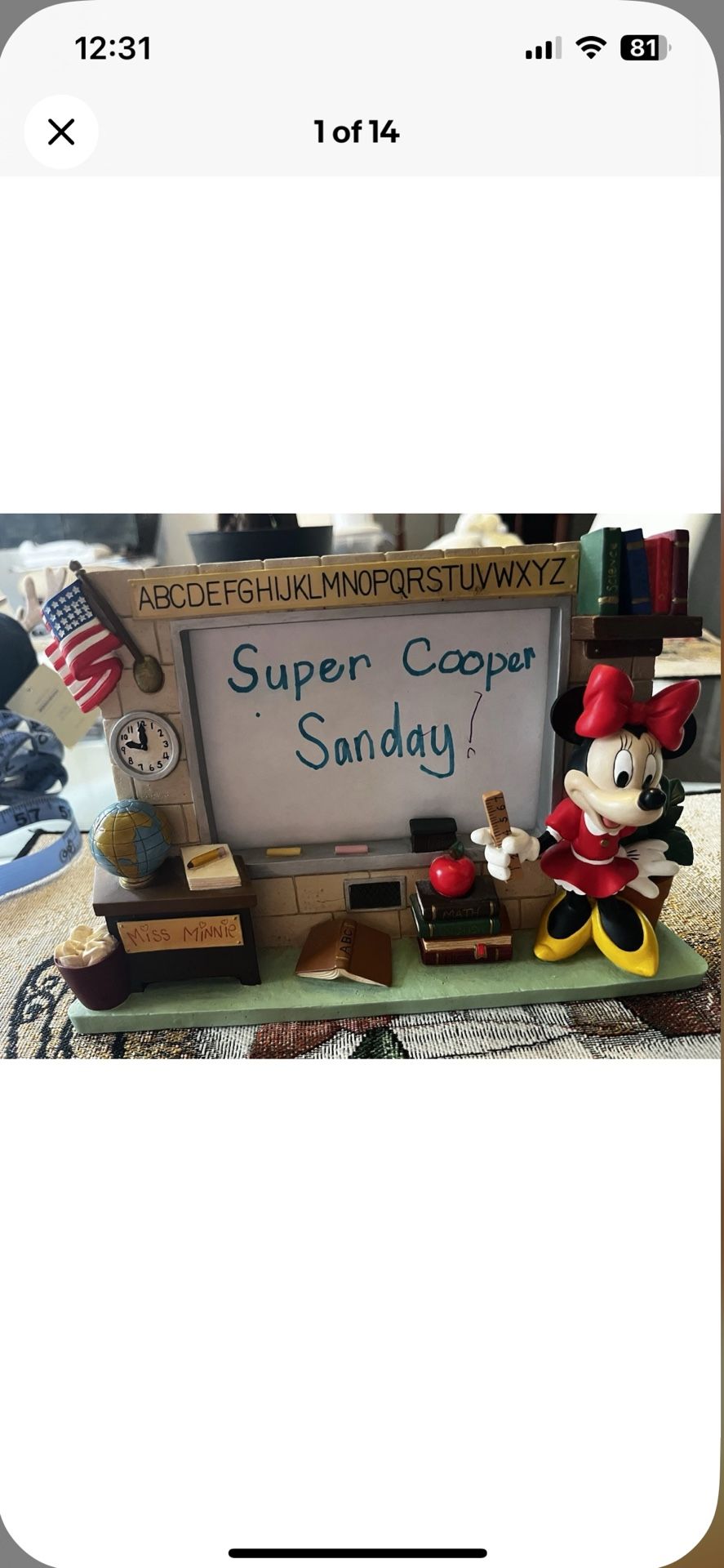 Disney Picture Frame Minnie Mouse Teacher Figurine Figure Decorations Photo