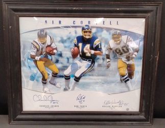 Dan Fouts Kellen Winslow Charlie Joiner Signed Air Coryell Chargers JSA Framed