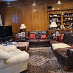 Leather Couch,  Loveseat and Chair