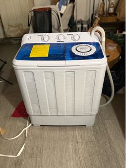 Auertech Portable Washer 28lbs Twin Tub Compact with Drain Pump, Semi-Automatic Washer Spinner Combo