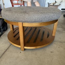 Grey Upholstered Ottoman 