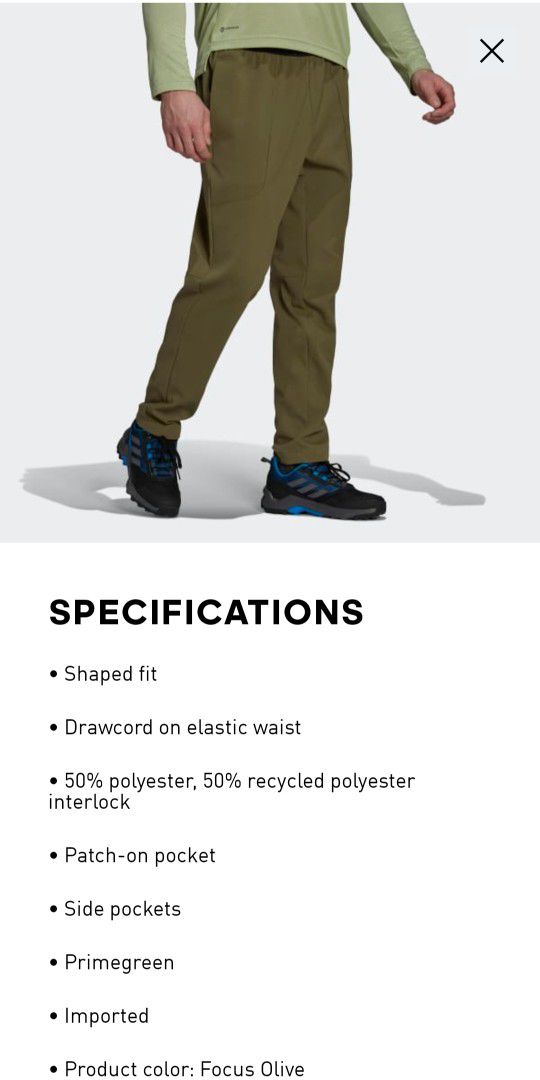 New Men's Adidas Terrex Multi Primegreen Pants (Size XL)