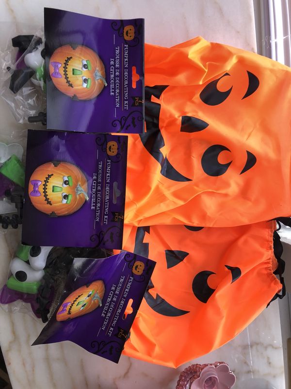 Three Pumpkin Drawstring Bags And Mr Potato Head Three Pumpkin Drawstring Bags And Mr Potato Head Decorating Kits