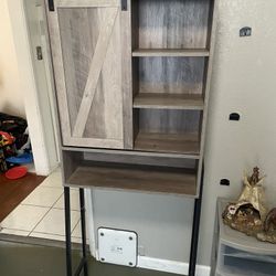 Ktaxon 3-Shelf Over The Toilet Bathroom Storage Cabinet and Shelf with Sliding Barn Door