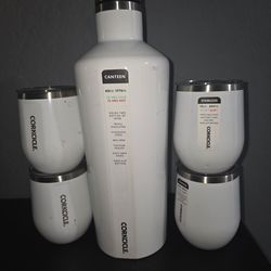 Corkcicle® 60 oz Canteen and Stemless Wine Glass Set - White