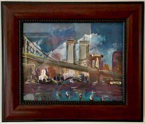  Russian/USA Artist Victor Kozlov Oil Painting/Canvas Modern Art Frame Glass.  13.5x11.5 and 10x8 inches