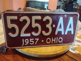 Original 1957 antique car plate