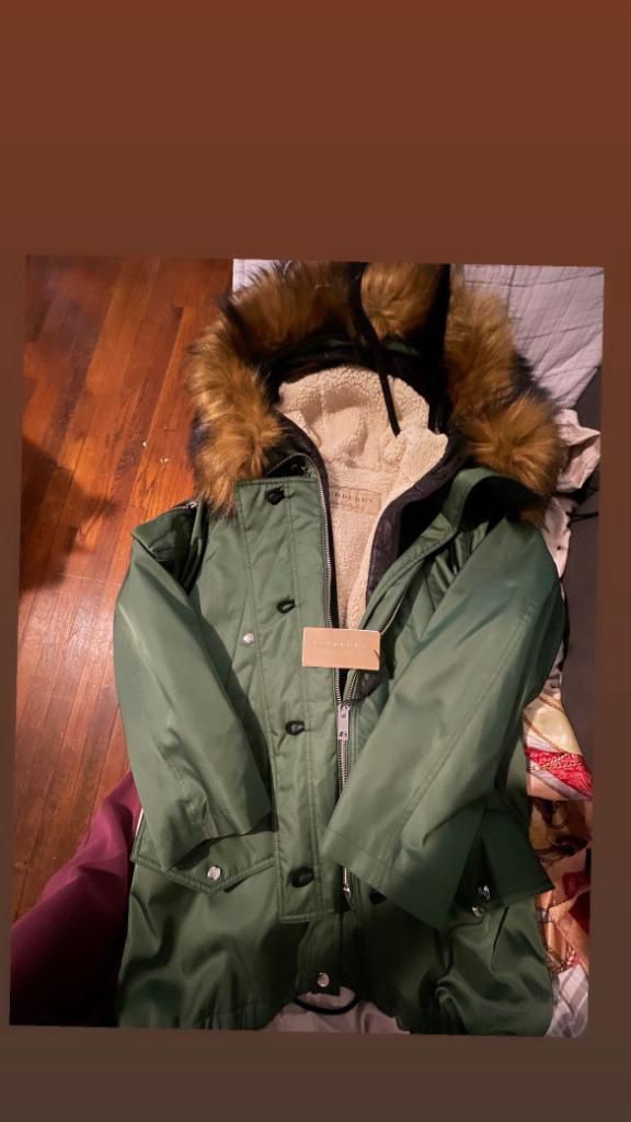 Burberry Lanfair Women Puffer Parka Jacket Coat 3 in 1 Green Sz XS NWT $1990 NEW