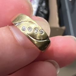 Antique Unisex Gold Band With Diamonds 