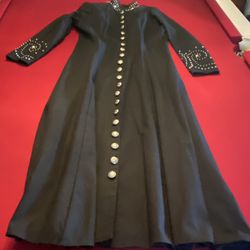 Ladies Black Coat/Dress With Beautiful detail, Large