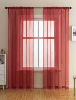 New! Red Sheer Curtains 