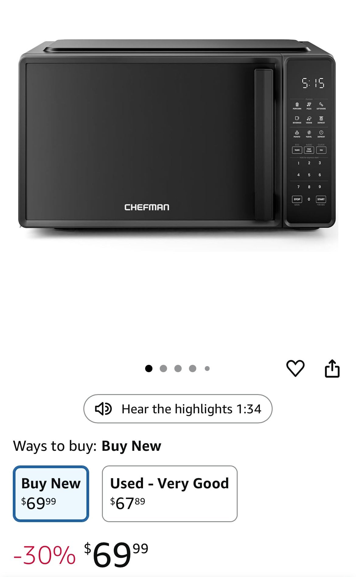 Black Chefman Microwave