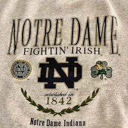 Notre Dame Vintage Sweatshirt - Size L - From Early 1990’s - Gray - Heavyweight