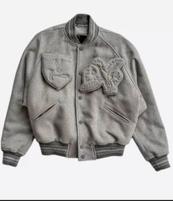 LOUIS VUITTON Varsity Jacket Gray 50 (small/medium Size)