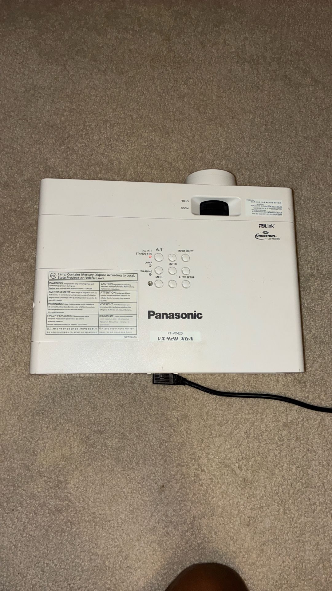  Panasonic PT-VX420 Projector – Only 109 Lamp Hours – Like New 
