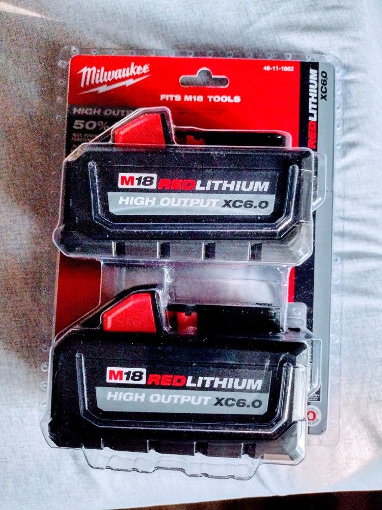 Milwaukee M18 High Output 6.0 Battery (2) Pack. $170