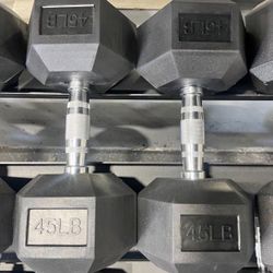 Hex Rubber Dumbbell Pair 45lb BRAND NEW Vesta Fitness - $107.10+tax