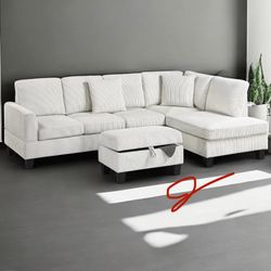  New! Super Comfy ~ Luxurious Soft Touch Sofa Sectional!! FREE STORAGE OTTOMAN! 