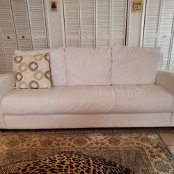 White Leather Couch 77"