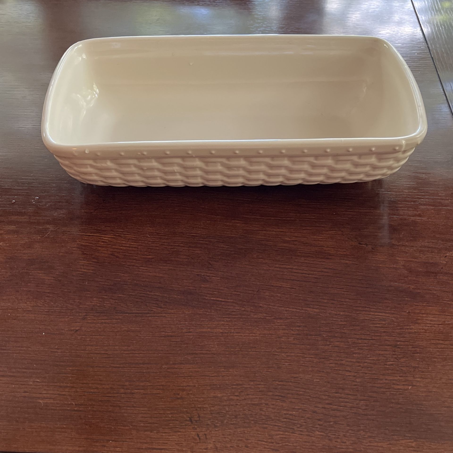Longaberger 12 X 6 Baking Dish With Basket Weaving On Sides