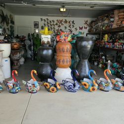 Authentic Talavera Swan Clay Pots, Planters. Plants. Pottery $85 Cada Una