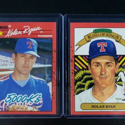 1990 Donruss Baseball Nolan Ryan Error Cards, 2 Cards- Read description