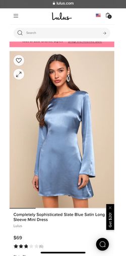 Slate Blue Satin Long Sleeve Dress for Sale in Los Angeles, CA - OfferUp