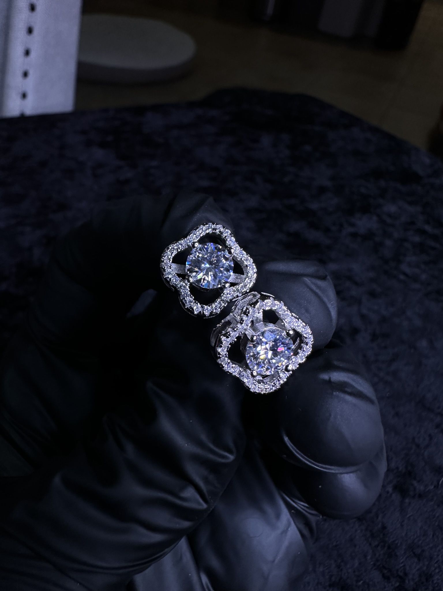 Double Halo Moissanite Statement Ring – 925 Silver Finish