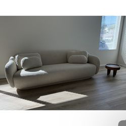 Boucle Fabric Curved Sofa Set 