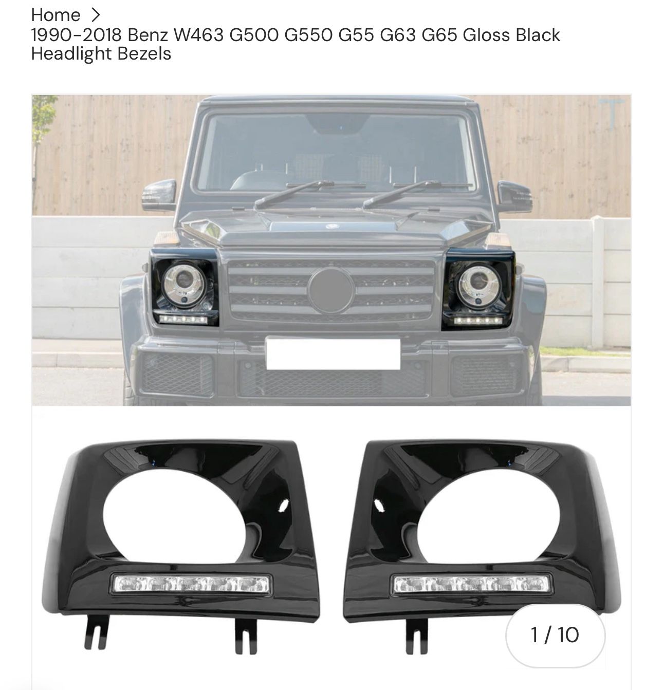 1(contact info removed) Benz W463 G500 G550 G55 G63 G65 Gloss Black Headlight Bezels