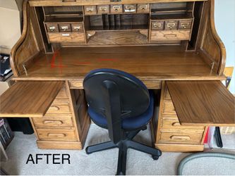 Large Solid oak rolltop desk  60 inches wide.