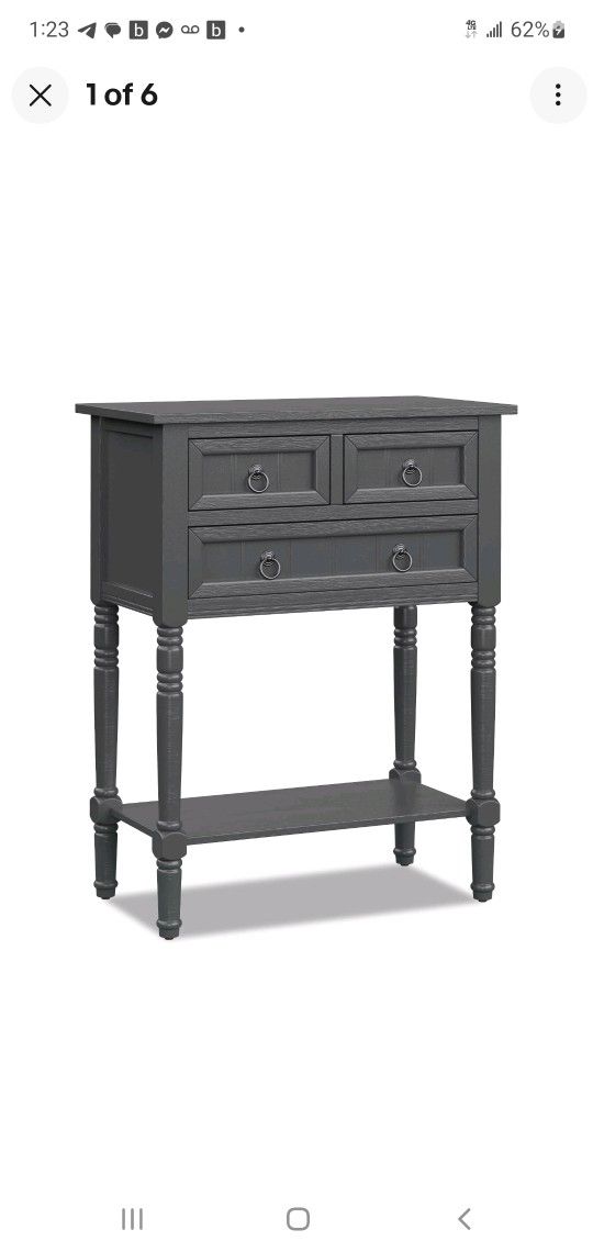 🆕 Brand New Gray Accent Console Table with Drawers & Shelf – Elegant and Functional