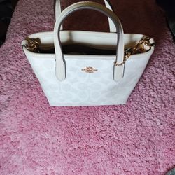 coach mini tote in white 