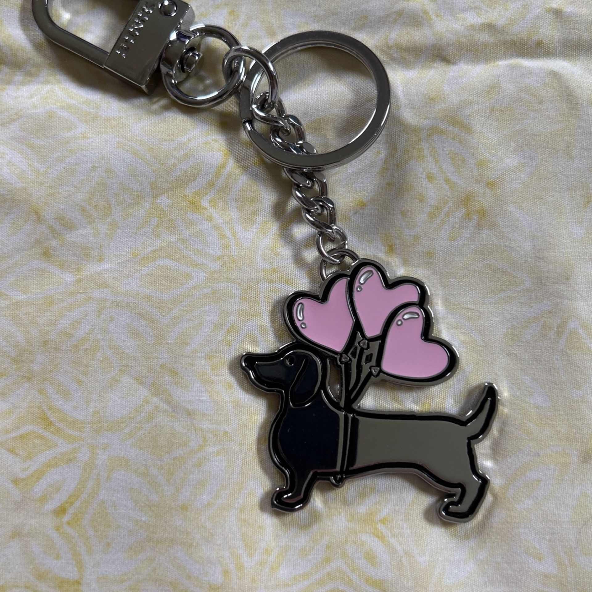 PINK Dog Heart Balloons Keychain Accessory Clip