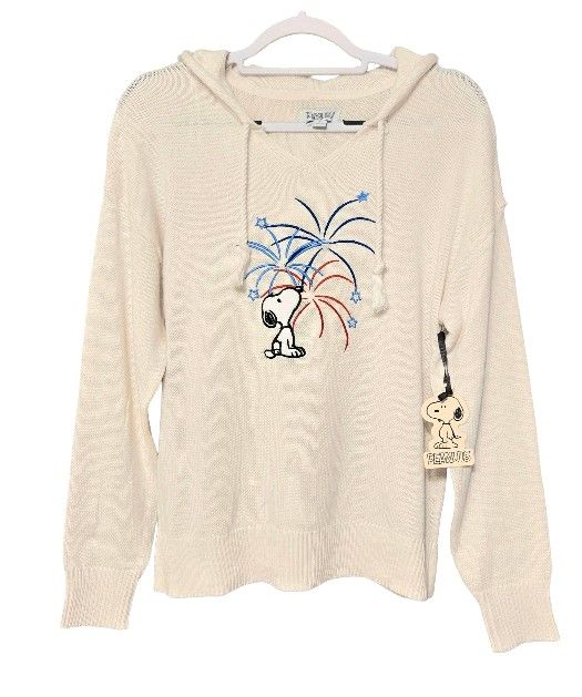 WOMEN'S Snoopy Fireworks White Sweater Hoodie