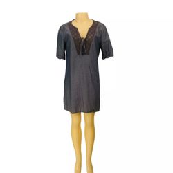 Merona Sz Small Denim Women Tie String Dress