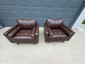 Set of 2 leather sofa lounge chairs