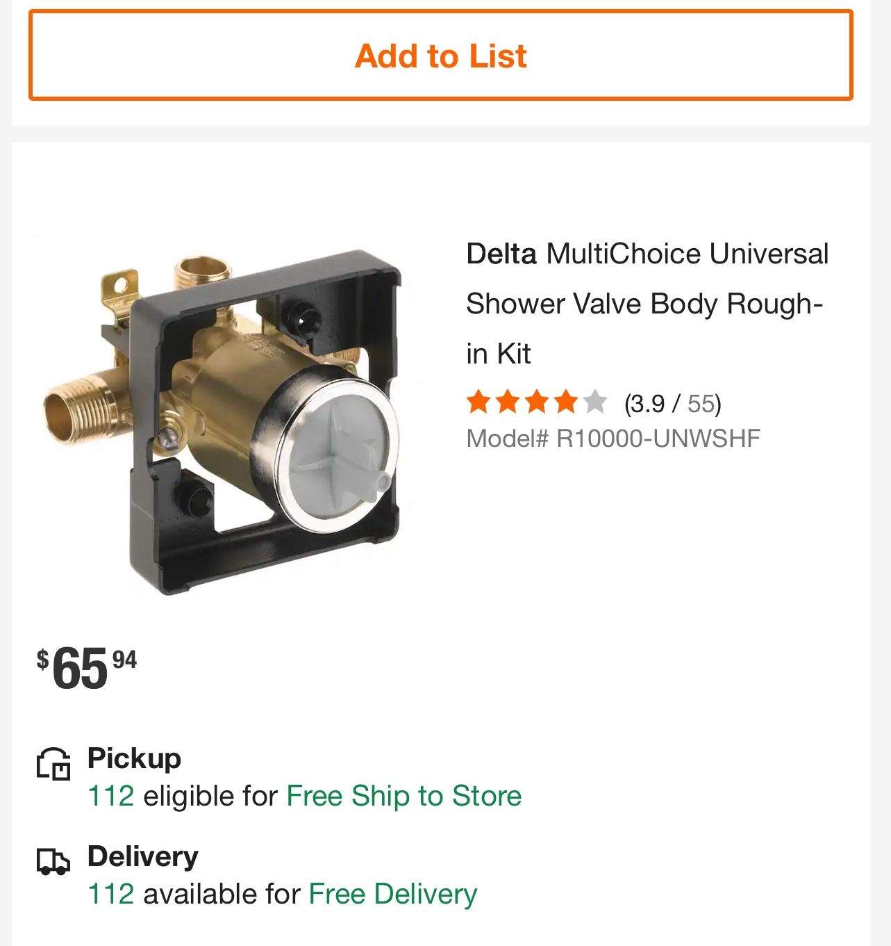 Shower Valve Body